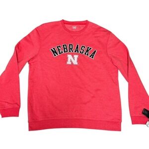 Nebraska Cornhuskers Men's Red Fleece Crewneck Sweatshirt Size XL New